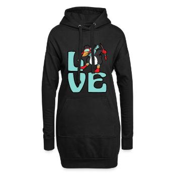 Pinguin Skier Skifahren Winter Sport Schnee - Hoodie-Kleid - Schwarz - Vorne
