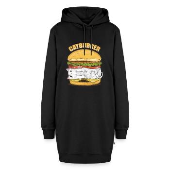 Katzen Burger Catburger - Hoodie-Kleid - Schwarz - Vorne