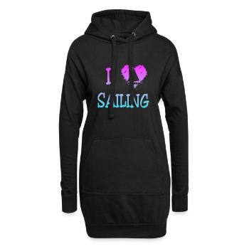 I love Sailing - Hoodie-Kleid - Schwarz - Vorne