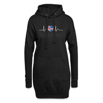 Islande Heartline Heartbeat Scandinavie Vacances - Sweat-shirt à capuche long Femme - noir - Devant