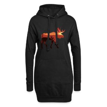 Elch - Hoodie-Kleid - Schwarz - Vorne