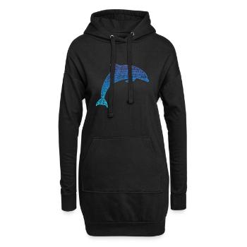 Delfin, Dolphin - Hoodie-Kleid - Schwarz - Vorne