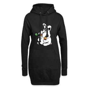 hase mit Karotten - Hoodie-Kleid - Schwarz - Vorne
