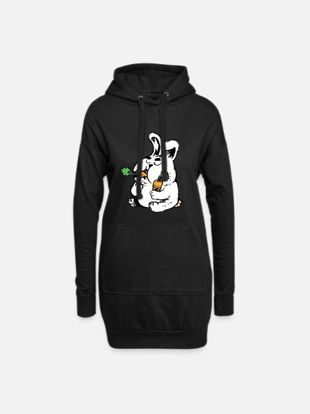 hase mit Karotten - Hoodie-Kleid - Schwarz