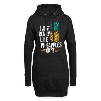 Ananas tropische hawaiianische Frucht - Hoodie-Kleid - Schwarz - Vorne