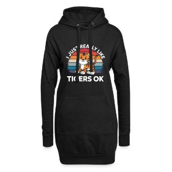 Tiger Tier Zoo Wildtier - Hoodie-Kleid - Schwarz - Vorne