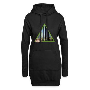 forêt 52 avec hérisson - Sweat-shirt à capuche long Femme - noir - Devant