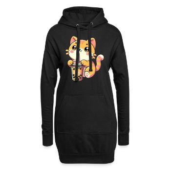 Délice du chat Kawaii Boba - Sweat-shirt à capuche long Femme - noir - Devant