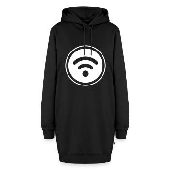 Wlan Internet - Hoodie-Kleid - Schwarz - Vorne - AI Model Female 172 light (172cm)
