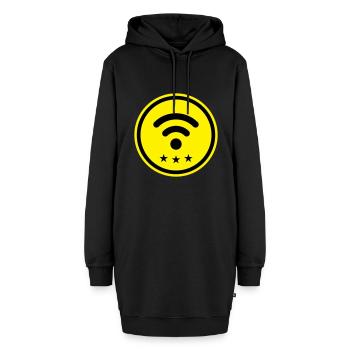 Wlan Internet - Hoodie-Kleid - Schwarz - Vorne - AI Model Female 172 light (172cm)