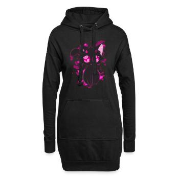 Black Devil Kitty en rose - Sweat-shirt à capuche long Femme - noir - Devant