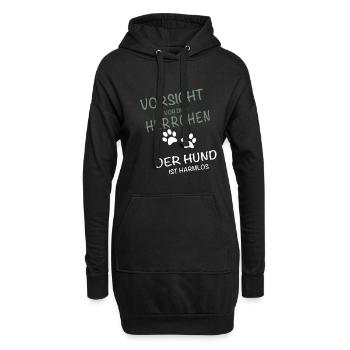 Vorsicht Herrchen - Hund ist harmlos - Hoodie-Kleid - Schwarz - Vorne