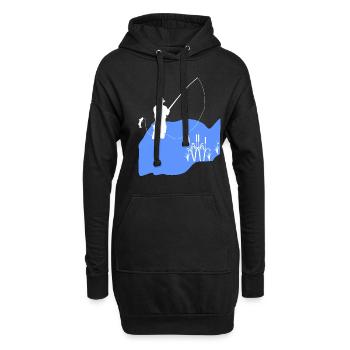 Fischen Fischer See - Hoodie-Kleid - Schwarz - Vorne