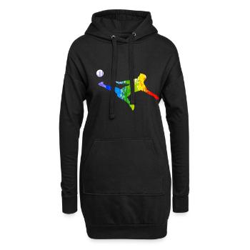 Bunter Fußballer - Hoodie-Kleid - Schwarz - Vorne