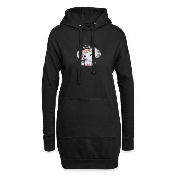 Elefant Mädchen mit Blume - Hoodie-Kleid - Schwarz - Vorne