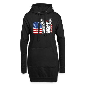 Chihuahua US Amérique Drapeau Chiens Chien Wilsigns - Sweat-shirt à capuche long Femme - noir - Devant
