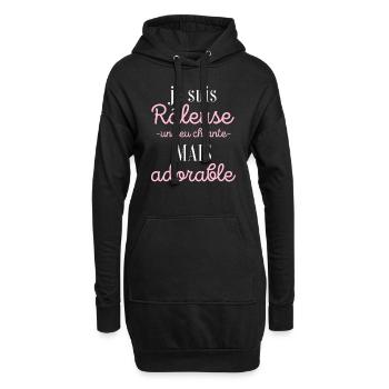 Femme humour je suis râleuse, chiante, adorable - Sweat-shirt à capuche long Femme - noir - Devant