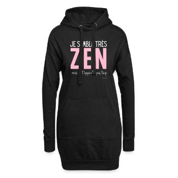 Humour femme ZEN sarcasme énervée caractère fort - Sweat-shirt à capuche long Femme - noir - Devant