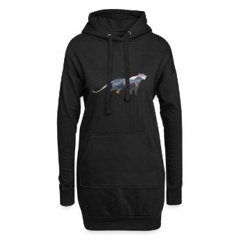 Schneeleopard - Hoodie-Kleid - Schwarz - Vorne