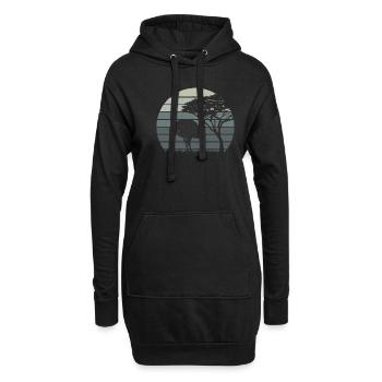 Vogel Strauß Kopf in den Sand Retro Vintage - Hoodie-Kleid - Schwarz - Vorne