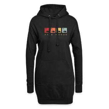 Acid House Ätzend Retro Vintage - Hoodie-Kleid - Schwarz - Vorne