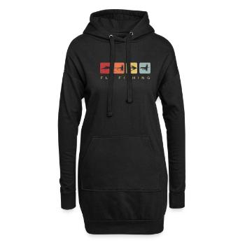 Pêche à la mouche Pêche en vol Pêche Rétro Vintage - Sweat-shirt à capuche long Femme - noir - Devant