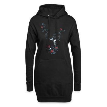 Birds And Magnolia II - Hoodie Dress - black - Front