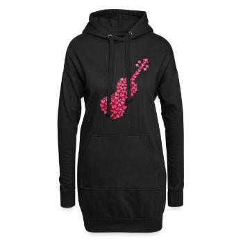 alto alto violon violon coeur art coeur coeur art coeur - Sweat-shirt à capuche long Femme - noir - Devant