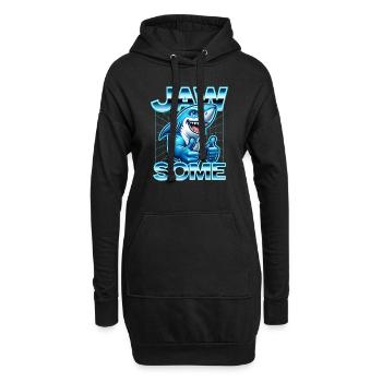 Jawsome Cartoon Shark Daumen hoch Retro-Design - Hoodie-Kleid - Schwarz - Vorne