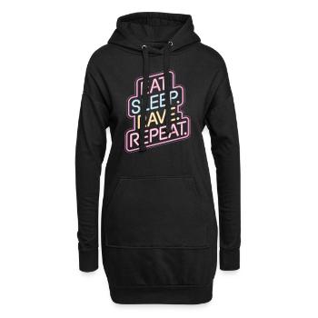 Eat Sleep Rave Repeat - Neon Sign Design - Hoodie-Kleid - Schwarz - Vorne