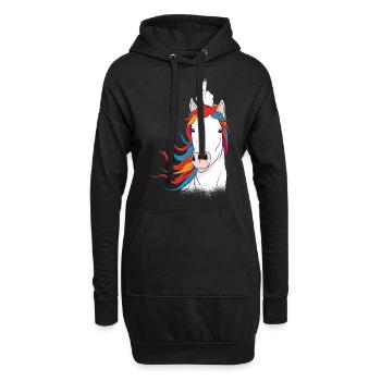 Un majeur de licorne - Sweat-shirt à capuche long Femme - noir - Devant
