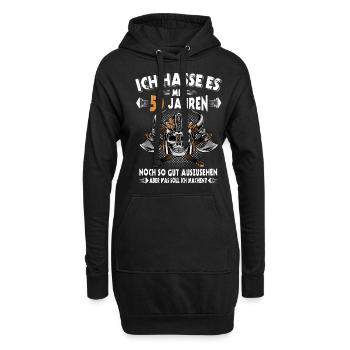 50. Geburtstag 50 Jahre Wikinger Totenkopf Schädel - Hoodie-Kleid - Schwarz - Vorne