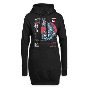 Japanischer Art Style Koi Fisch - Hoodie-Kleid - Schwarz - Vorne