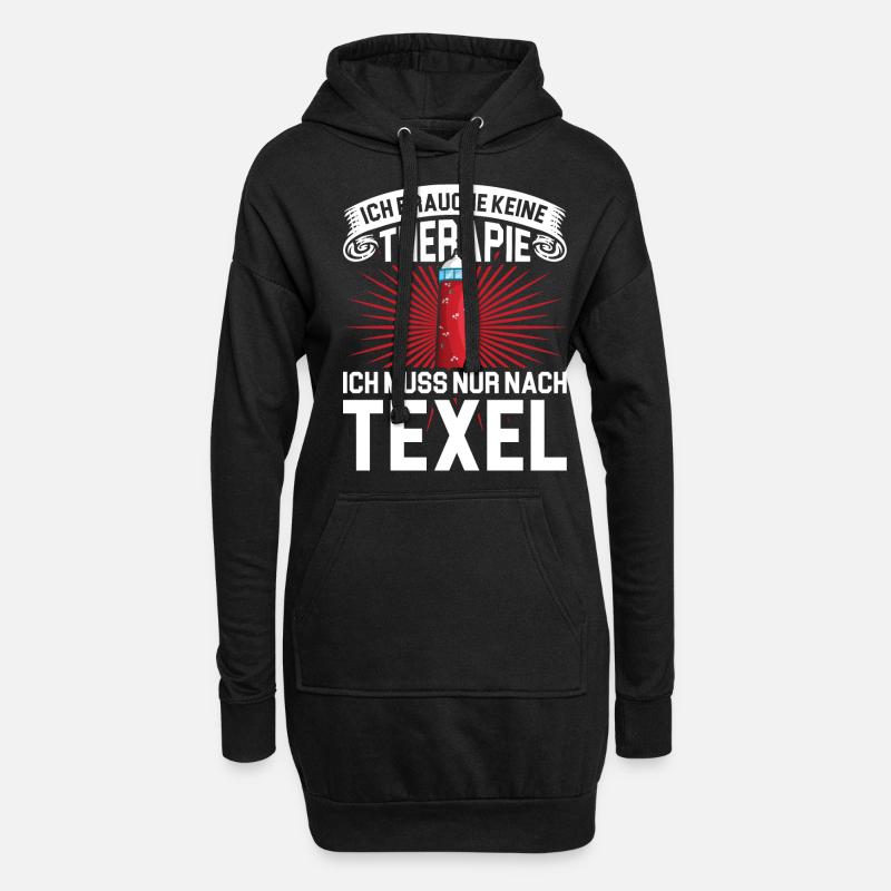 Texel Insel Leuchtturm Holland - Hoodie-Kleid - Schwarz