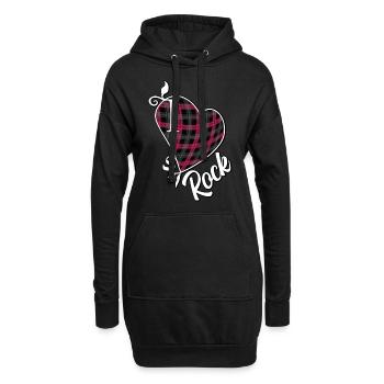 J’adore le rock - Sweat-shirt à capuche long Femme - noir - Devant