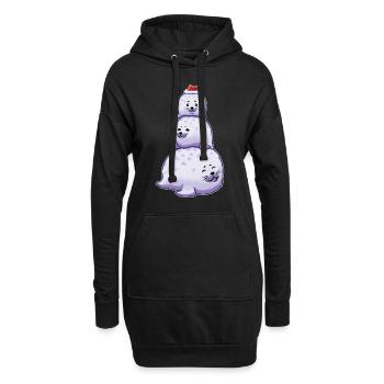 Chonky Seal Schneemann Weihnachten - Hoodie-Kleid - Schwarz - Vorne