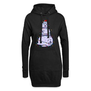 Chonky Seal Bonhomme de neige Lumières de Noël Pixel Art - Sweat-shirt à capuche long Femme - noir - Devant
