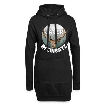 Jagd - Jäger - Jägerin - jagen - Hirsch - Hoodie-Kleid - Schwarz - Vorne