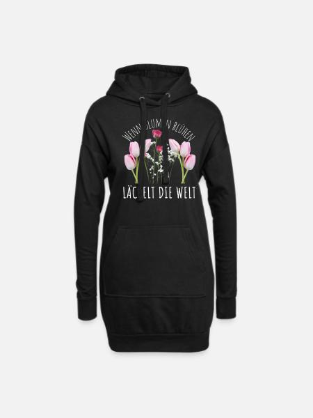 Blumen Garten Gärtner Blumenstrauß BLUMENLIEBE - Hoodie-Kleid - Schwarz
