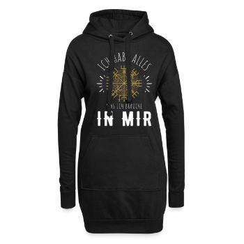 Wegweiser RUNEN Motivation - VEGVISIR - Hoodie-Kleid - Schwarz - Vorne