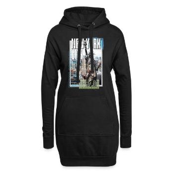New York City États-Unis Amérique City Skyline Collage - Sweat-shirt à capuche long Femme - noir - Devant