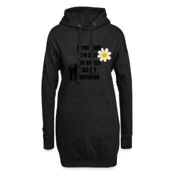 Vous pensez que je suis mignonne ? Tu devrais voir mon petit ami - Sweat-shirt à capuche long Femme - noir - Devant