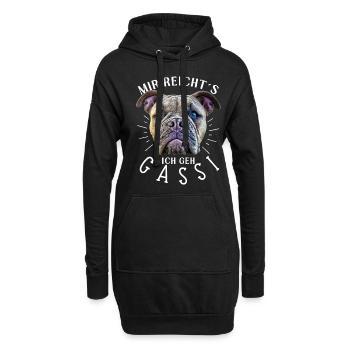 MIR REICHTS ... Bulldogge Bulldog Bulldoggen - Hoodie-Kleid - Schwarz - Vorne