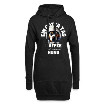 EIN GUTER TAG BEGINNT ... HUND Hunde Mama Papa - Hoodie-Kleid - Schwarz - Vorne