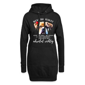BULLDOGGE VERWÖHNEN Bulldog Bulldogge Bulldoggen - Hoodie-Kleid - Schwarz - Vorne