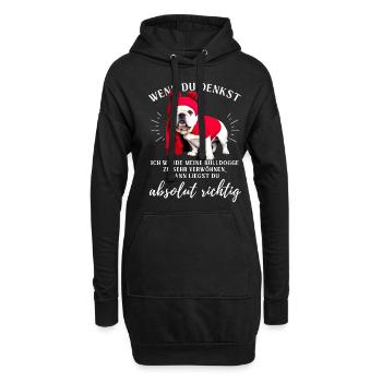 BULLDOGGE VERWÖHNEN Bulldog Bulldogge Bulldoggen - Hoodie-Kleid - Schwarz - Vorne