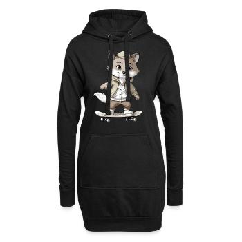 Little Fox Skateboarder Skateboard - Sweat-shirt à capuche long Femme - noir - Devant