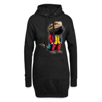 Lézard dragon barbu - Sweat-shirt à capuche long Femme - noir - Devant