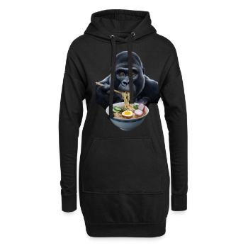 Gorilla Ramen - Hoodie-Kleid - Schwarz - Vorne