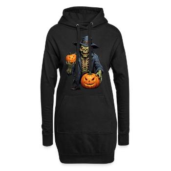 Halloween - Horreur zombie Horreur avec citrouille - Sweat-shirt à capuche long Femme - noir - Devant